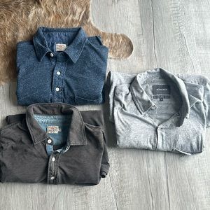 Faherty Mens medium Blue Long Sleeve Performance Stretch Polo